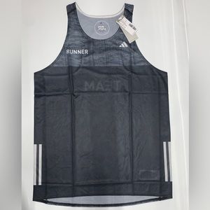 ADIDAS RUNNING ADIZERO SINGLET tank top lightweight Gray men's M L
